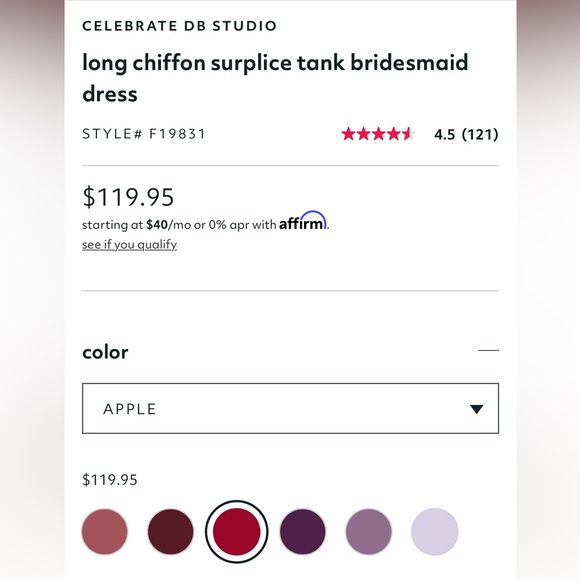 DAVID’S Bridal long chiffon surplice tank bridesmaid dress in Apple (red) Size 8 - Picture 5 of 5